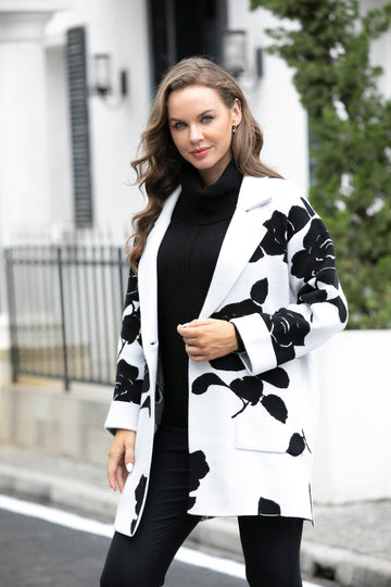 Classic Coat with Rose Flower